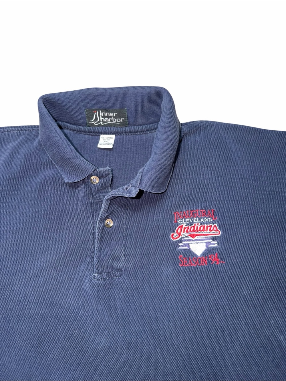 Vintage Cleveland Indians Inaugural Season 94 Inn Harbor Navy Polo Shirt - Picture 3 of 7